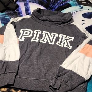Charcoal Sweatshirt with Pink Logo